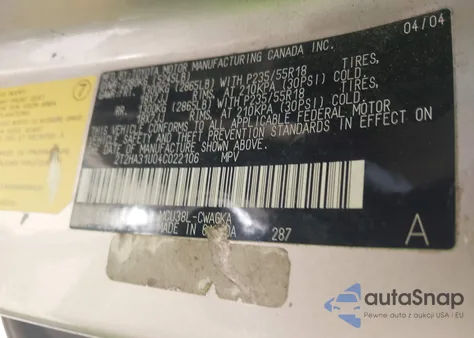 2004 Lexus Rx 330 from USA, damaged, VIN 2T2HA31U04C022106